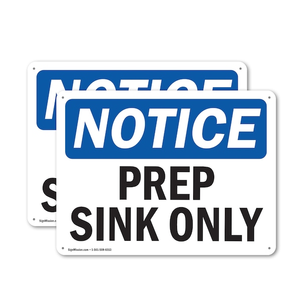 Signmission Prep Sink Only, 10 in W x Rectangle, Plastic OS-2PACK-NS-P-710-L-17788 - main